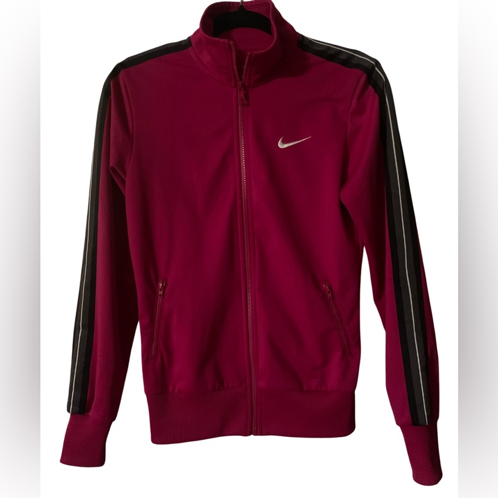 NWOT Nike Women’s Full Zip Track Jacket,Pink and Black Stripe, Small